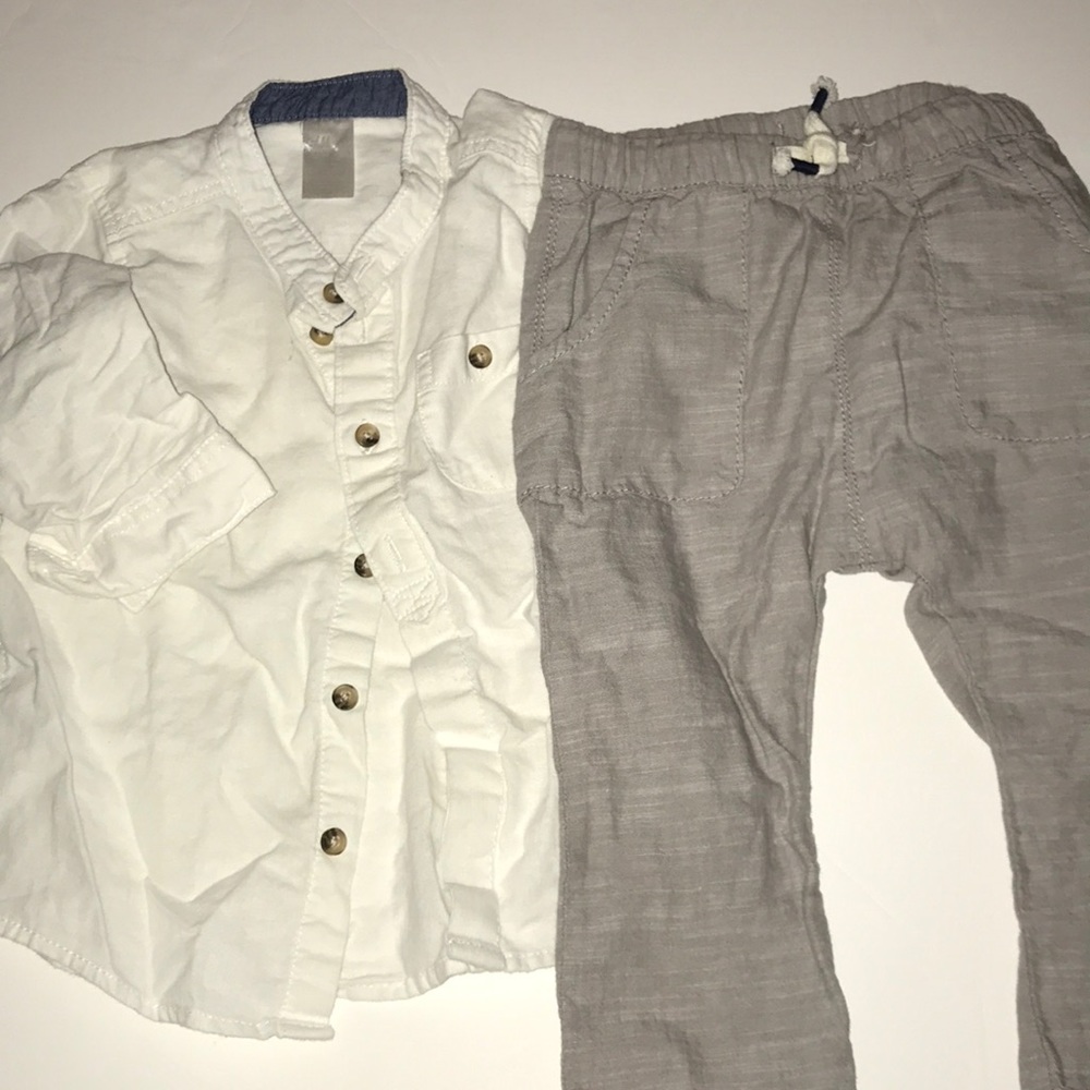 H&M button down shirt (12-18M) w/ H&M pant (9-12M)